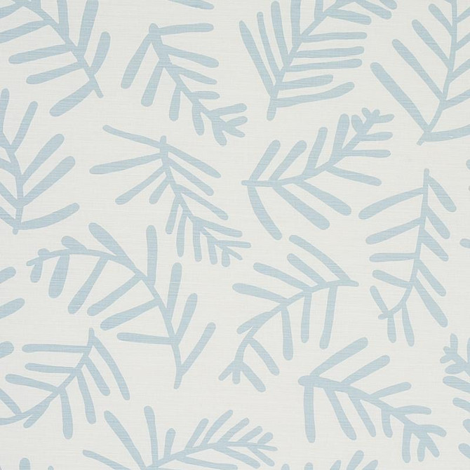 Tiah Cove Blue Leaf 179911 by Schumacher Designer Fabric Caroline Z Hurley 27.0" - Swanky Fabrics -