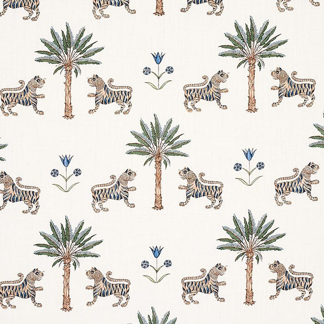 Tiger Palm Delft 179931 by Schumacher Designer Fabric Mystique 13.5" - Swanky Fabrics -