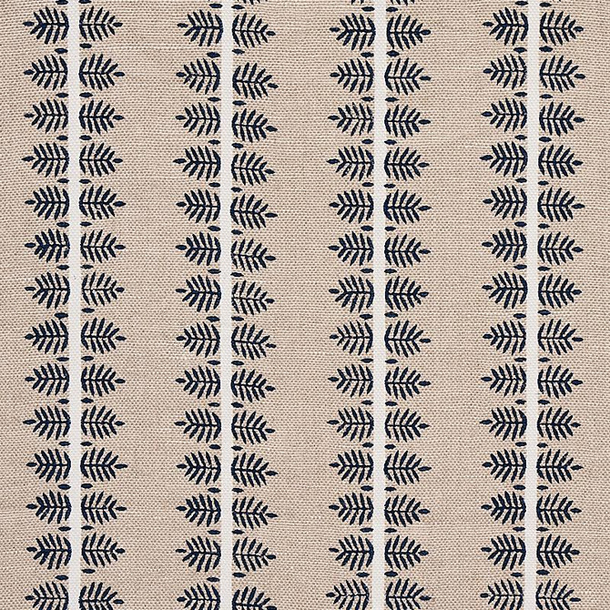 Alva Hand Block Print Blue 80522 by Schumacher Designer Fabric New Traditional 3.25" - Swanky Fabrics -