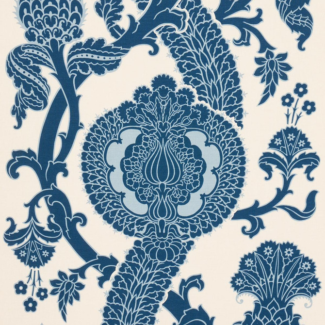 Shalkar Indigo 173902 by Schumacher Designer Fabric Perennial Favorites 27.0" - Swanky Fabrics -