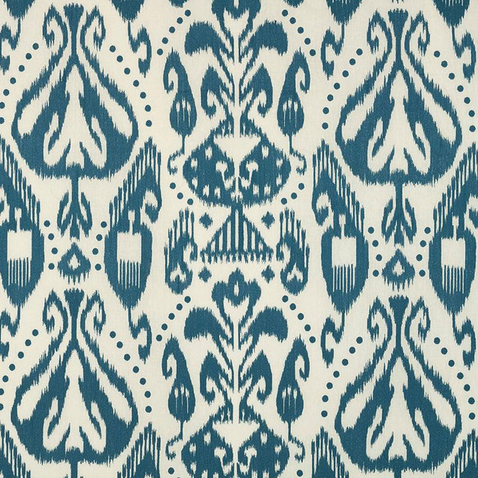 Kiva Embroidered Ikat Lapis 69480 by Schumacher Designer Fabric Ikat Collection 25.75" - Swanky Fabrics -