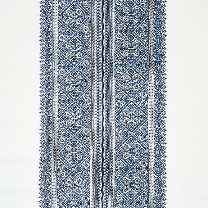 Toledo Embroidery Navy 69734 by Schumacher Designer Fabric Rhapsody In Blue 26.0" - Swanky Fabrics -