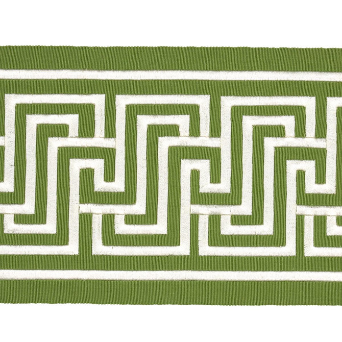Labyrinth Tape Green 81260 by Schumacher Designer Trim Embroidered And Embellished Trims 2.5" - Swanky Fabrics -