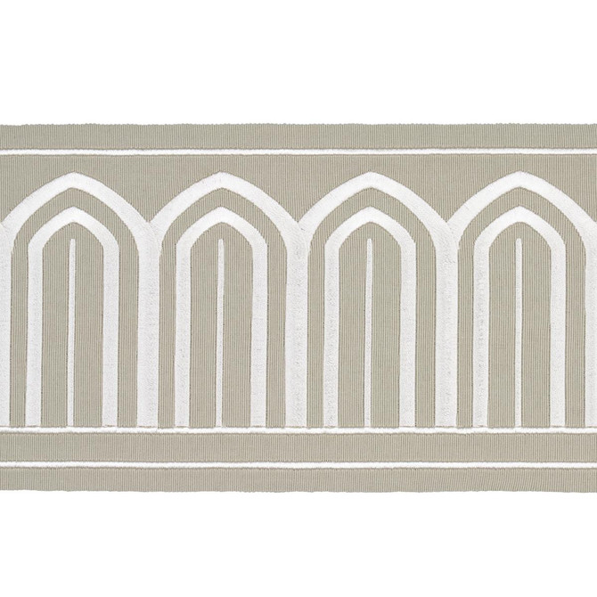 Arches Embroidered Tape Wide Taupe 70776 by Schumacher Designer Trim Miles Redd 5.3" - Swanky Fabrics -