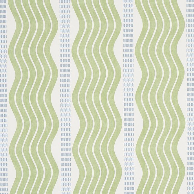 Sina Stripe Green 5012120 by Schumacher Designer Wallpaper Copacabana 13.5" - Swanky Fabrics -