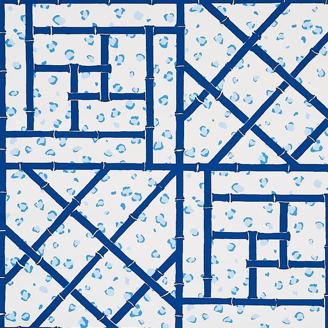 Fancy Beast Indigo 5012561 by Schumacher Designer Wallpaper Cristina Buckley 27.0" - Swanky Fabrics -