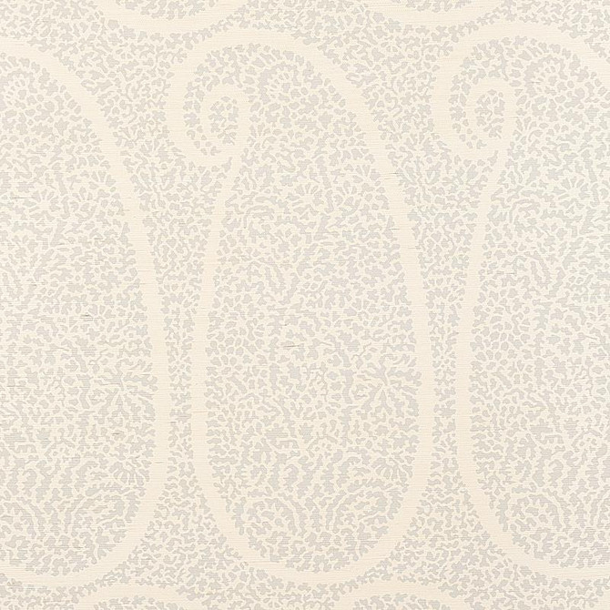 Ambala Paisley Sisal Slate 5013031 by Schumacher Designer Wallpaper Printed Grasscloths 34.0" - Swanky Fabrics -