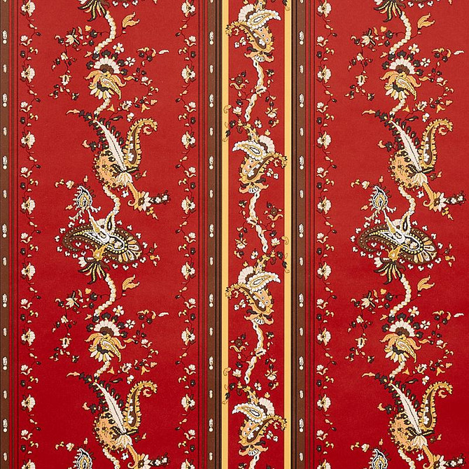 Elena Paisley Stripe Pompeii 5012892 by Schumacher Designer Wallpaper Cabana 13.5" - Swanky Fabrics -