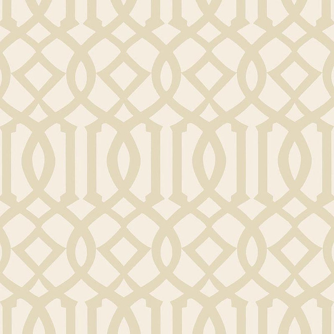 Imperial Trellis Ii Sand / Ivory 5005802 by Schumacher Designer Wallpaper Print Happy 6.75" - Swanky Fabrics -