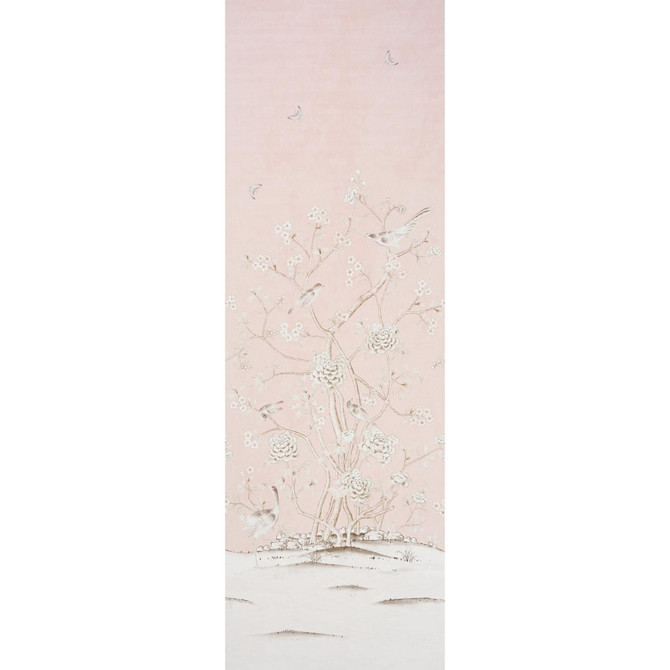 Chinois Palais Vinyl Panel Blush 5010160 by Schumacher Designer Wallpaper Silver Lining Performance Wallcoverings 47.0" - Swanky Fabrics -
