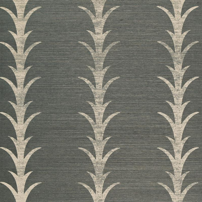 Acanthus Stripe Sisal Shadow 5006050 by Schumacher Designer Wallpaper Celerie Kemble 11.38" - Swanky Fabrics -