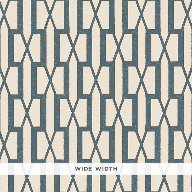 Belvedere Peacock Blue 5007995 by Schumacher Designer Wallpaper Veere Grenney 3.0" - Swanky Fabrics -