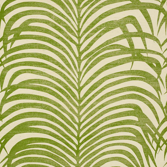 Zebra Palm Sisal Green 5008221 by Schumacher Designer Wallpaper Shangri-La 33.5" - Swanky Fabrics -