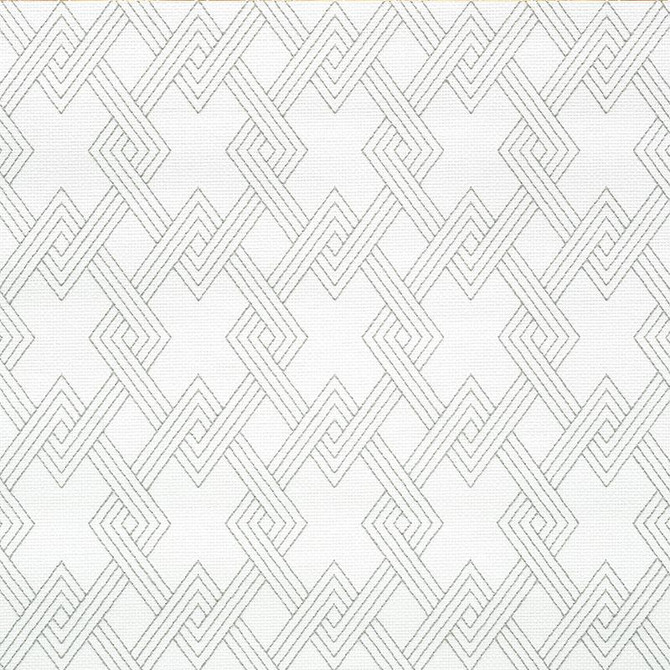 Hix Embroidered Paperweave Grey 5008950 by Schumacher Designer Wallpaper Happy Together 3.75" - Swanky Fabrics -