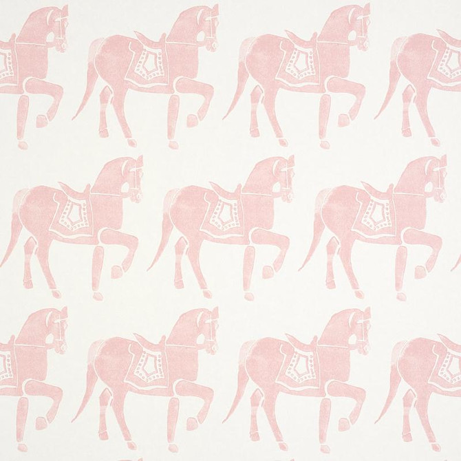 Marwari Horse Pink 5011132 by Schumacher Designer Wallpaper Molly Mahon 6.88" - Swanky Fabrics -