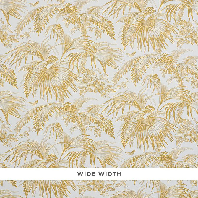 Toile Tropique Gold 5011480 by Schumacher Designer Wallpaper Jill Lasersohn 18.0" - Swanky Fabrics -