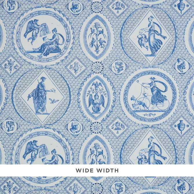 Les Scenes Contemporaines Blue 5011490 by Schumacher Designer Wallpaper Jill Lasersohn 38.5" - Swanky Fabrics -