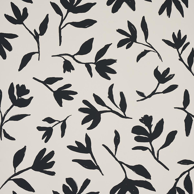 Laurel Black 5013071 by Schumacher Designer Wallpaper New Wave: Black & White 27.0" - Swanky Fabrics -