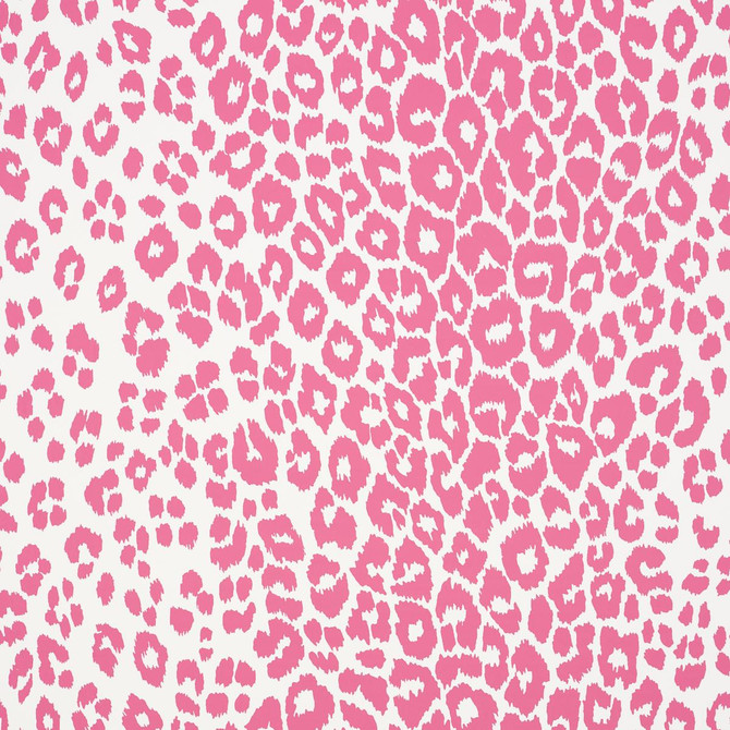 Iconic Leopard Pink 5007016 by Schumacher Designer Wallpaper Preppy Chic 27.0" - Swanky Fabrics -