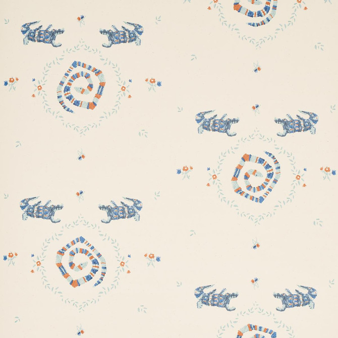 Reptilia Warm Blue 5014191 by Schumacher Designer Wallpaper Backdrop 27.0" - Swanky Fabrics -