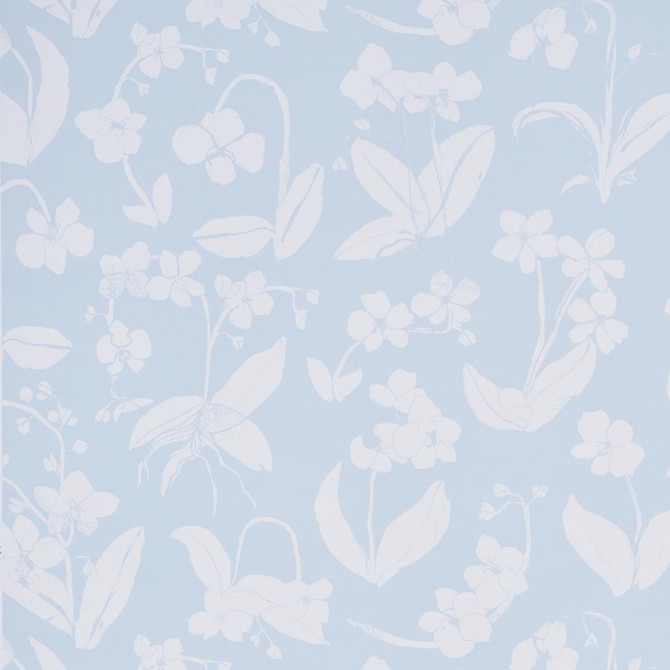 Orchids Have Dreams Sky 5014101 by Schumacher Designer Wallpaper Hera Ford 18.0" - Swanky Fabrics -