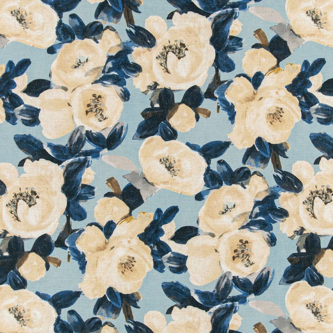 D3344 Bluebell by Charlotte Designer Fabric Linen Prints 91% Polyester, 9% Linen Asia Exceeds 100,000 Wyzenbeek Rubs (Heavy Duty) </p><p>Repeat: Horizontal 27" x Vertical 26" 54 Inches - Swanky Fabrics -