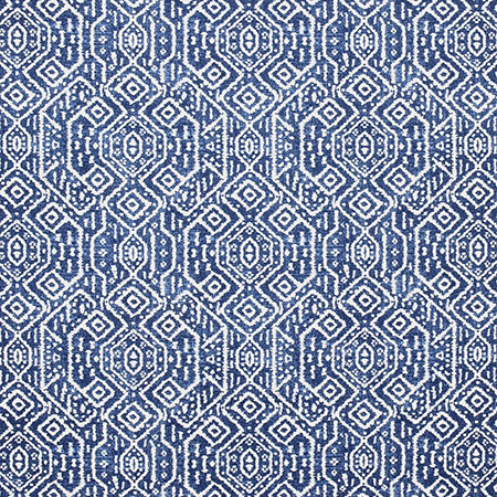Rare Example Navy by Carole Designer Fabric Artisan 100% Cotton PAKISTAN 12 1/2" V, 13 1/2" H HD 56.5" - Swanky Fabrics -