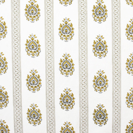 Road To Royalty Turmeric by Carole Designer Fabric Artisan 54% Linen, 46% Cotton INDIA 7" V, 17 3/8" H 54" - Swanky Fabrics -