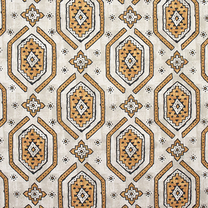 Stronghold Turmeric by Carole Designer Fabric Artisan 100% Cotton PAKISTAN 12 1/2" V, 13 1/2" H HD 56.5" - Swanky Fabrics -