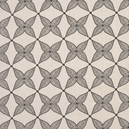 When Stars Align Coal by Carole Designer Fabric Artisan Base: 70% Cotton, 25% Poly, 5% Linen. Embr: 60% Cotton, 21% Poly, 15% Rayon, 4% Linen INDIA N/A 4 1/2" V, 4 1/2" H 54" - Swanky Fabrics -