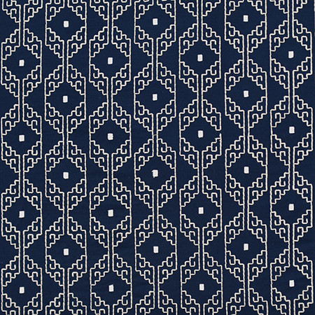 Our Corner Navy by Carole Designer Fabric Bluebell 75% Cotton, 25% Spun Polyester India N/A 5" V, 5 3/4" H 52" - Swanky Fabrics -