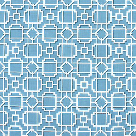 So Many Chances Azure by Carole Designer Fabric Bluebell 100% Cotton-Soil Repellent China 27,000 Wyzenbeek Double Rubs 6 5/8" V, 6 7/8" H 58.5" - Swanky Fabrics -