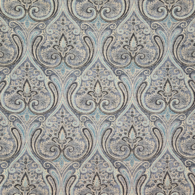 Paisley Place Indigo by Carole Designer Fabric Dawn & Dusk 75% Cotton, 25% Linen Pakistan 18" V, 6 1/2" H HD 54" - Swanky Fabrics -