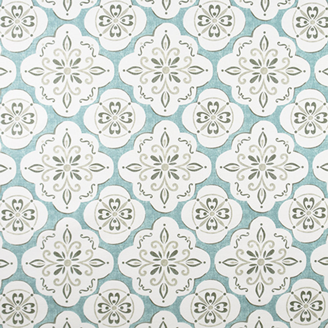 Wonderland Aquamarine by Carole Designer Fabric Jade 100% Cotton Spain 50,000 Wyzenbeek Double Rubs 9" V, 9" H 54" - Swanky Fabrics -