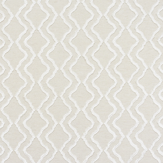 Follow Me White by Carole Designer Fabric Moonstone 51% Recycled Polyester, 30% Polyester, 12% Cotton, 7% Linen India 28,500 Wyzenbeek Double Rubs 4 1/2" V, 7 3/4" H HD 54" - Swanky Fabrics -