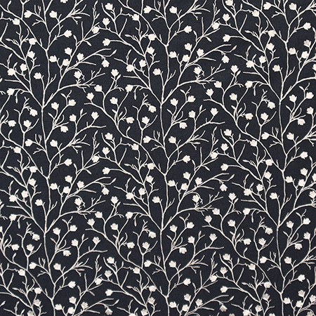 Never Regret Midnight by Carole Designer Fabric Moonstone 60% Cotton, 30% Polyester, 10% Linen India 9 1/4" V, 8 1/2" H 51.5" - Swanky Fabrics -