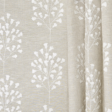 Act Of Kindness Natural by Carole Designer Fabric Perfect Balance Base: 36% Ctn,35% Linen,17% Visc,12% Poly. Embr: 50% Visc,50% Ctn India 9 1/2" V, 6 1/4" H HD 52" - Swanky Fabrics -