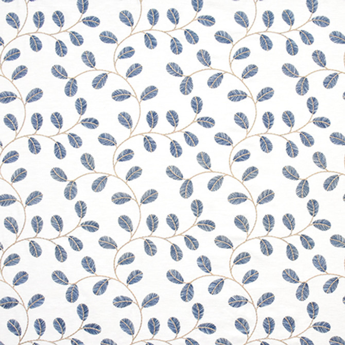 To Be Free Lapis by Carole Designer Fabric Wallflower Base:71% Polyester, 29% Cotton. Embr:100% Viscose INDIA 51,000 Wyzenbeek Double Rubs 9 1/2" V, 10 3/8" H 52" - Swanky Fabrics -