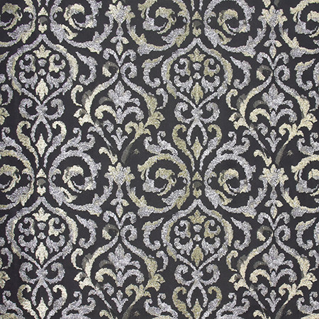 Kindness Within Noir by Carole Designer Fabric Wellington 100% Polyester CHINA 40,000 Wyzenbeek Double Rubs 13 1/4" V, 14 1/2" H 55" - Swanky Fabrics -