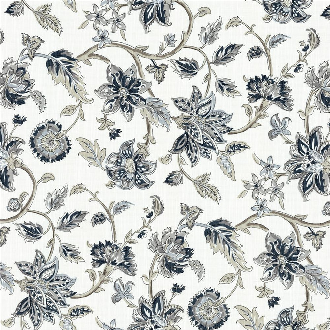 Aylesworth Charcoal  by Kasmir Designer Fabric 1477 100% Cotton  PAKISTAN  </p><p>Repeat: Horizontal: 27 inches and Vertical: 27 inches 54  - Swanky Fabrics -