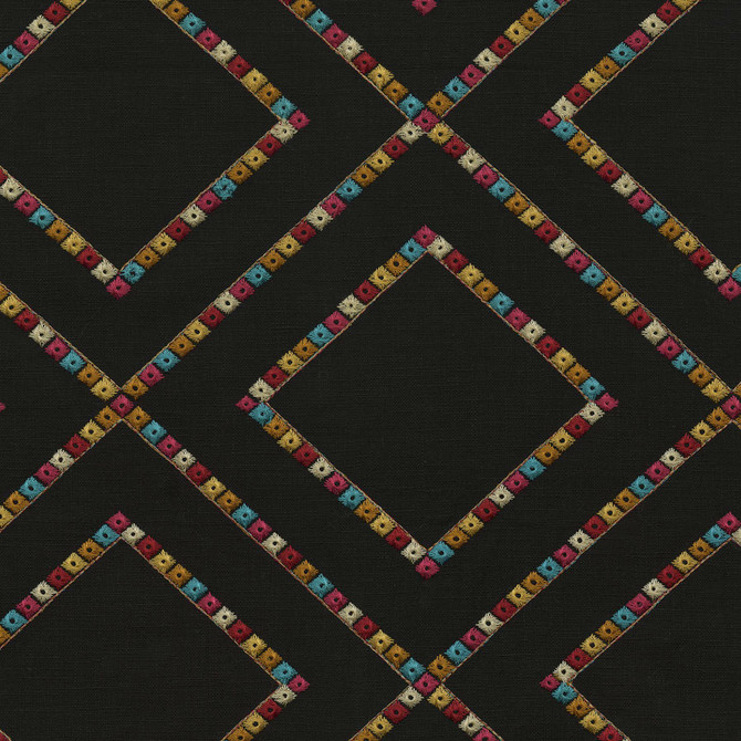 Beaded Lattice Emb Jewel 410513 by PKL Studio Designer Fabric Base 100% Cotton, Emb 100% Viscose India 51000 Horizontal: 12.5 and Vertical: 11.5 55 - Swanky Fabrics -