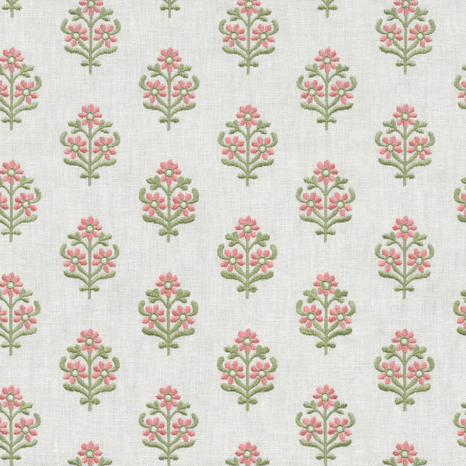 Floral Sprig Emb Spring 412381 by PKL Studio Designer Fabric Base 50% polyester, 50% cotton Emb: 100% polyester India 6000 Horizontal: 4.5 and Vertical: 3 55 - Swanky Fabrics -