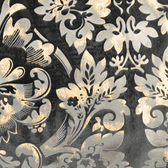 Embellished Damask Black by Europatex Designer Fabric Embellished 100% Polyester 13" H, 24" V 118.00 inches - Swanky Fabrics -