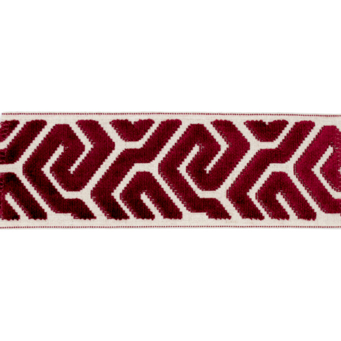 Agos - Crimson by Europatex Designer Fabric Agos 100% Polyester China See Sample Horizontal: N/A and Vertical: N/A 3.50 inches  - Swanky Fabrics -