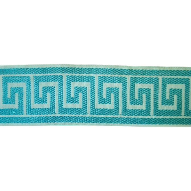 Greek Key - Ice Blue by Europatex Designer Fabric Tapes Decor 100% Polyester China See Sample Horizontal: N/A and Vertical: N/A 2.50 inches  - Swanky Fabrics -