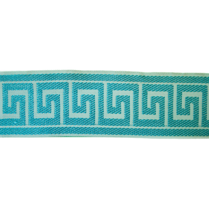 Greek Key Ice Blue by Europatex Designer Fabric Tapes Decor 100% Polyester 1.40 inches - Swanky Fabrics -