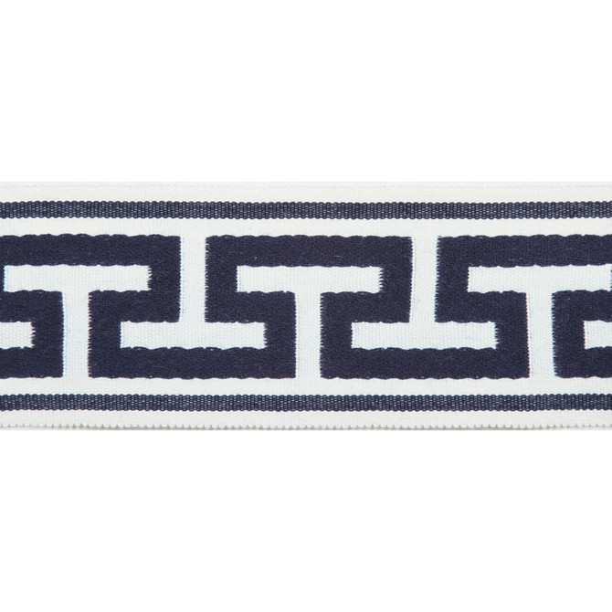 Pergola Embroidered Tape Marine by Europatex Designer Fabric Pergola 100% Solution Dyed Acrylic 2.75 inches - Swanky Fabrics -