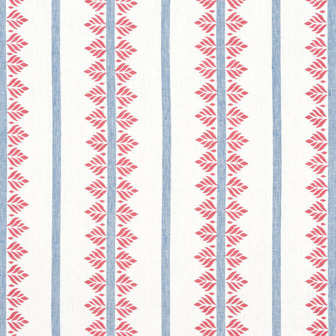 Fern Stripe Red and Blue AF15105 by Anna French Fabric Anna French Fabric Fern Stripe Red and Blue AF15105Fabric Antilles Fabric Book 100% Linen INDIA </p><p>Repeat: V: 7.5 54 - Fabric Carolina -