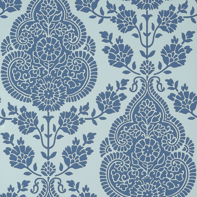 Balmuccia Damask Blue AT57868 by Anna French Wallpaper Anna French Wallpaper Balmuccia Damask Blue AT57868Wallpaper Bristol </p><p>Repeat: V: 21.00"(53.34 cm) 20.50"(52.07 cm) - Fabric Carolina -