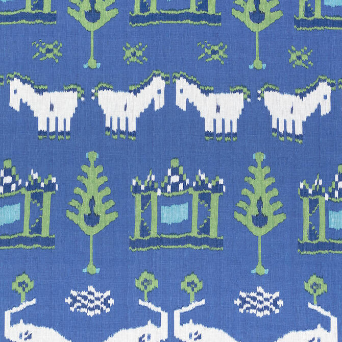 Kingdom Parade Blue and Green F910642 by Thibaut Fabric Thibaut Fabric Kingdom Parade Blue and Green F910642Fabric Ceylon Fabric 100% Linen THAILAND </p><p>Repeat: V: 35.5 54 - Fabric Carolina -